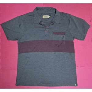 Flylow Polo Performance Gray red stripe Stretch Shirt Short Sleeve Men's Large